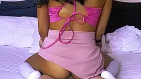 shy latina teen offers to boyfriend's friend for pussy kiss and blowjob