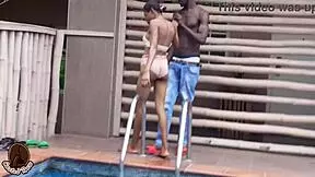 She takes big black cock after pool swim