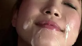 Seductive teen momoka rin teases herself then delivers asian blowjob for facial