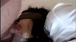 shy teen 18+ in bondage roleplay with blindfold