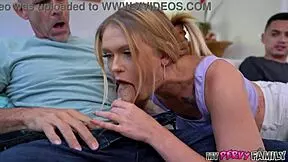 Stepdaddy Enjoys Hot Threesome With Slutty Stepdaughter And Boyfriend