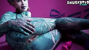 Tattoo girl stretch her asshole - solo anal play and fisting - goth slut?