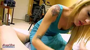 Lovely blonde Olyssia enjoys chatting and getting deeply involved