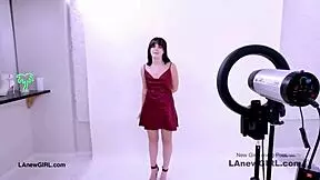 shy brunette model seduced by producer in modeling audition