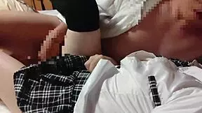 Uniform cosplay girl cums from cunnilingus and fingering