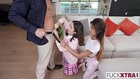 Sweet teen heads back to school after break