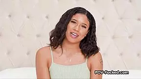 LIGHT SKIN EBONY TEEN RIDES COCK ON CASTING