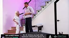 Nuru massage - hot blonde Emma Rosie gives a wild massage to her old teacher