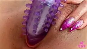 Raquel slammed her soaked pussy with a toy until she orgasmed in that twisted solo session