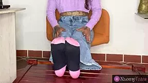 Naomytatss starts with dirty shoes in her seductive feet fetish session.