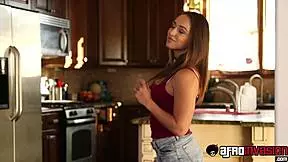 Teen nanny tastes cum after her bbc boss drills her hard