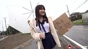 mikoto mochida moans with pleasure sucking cock in the car uncensored