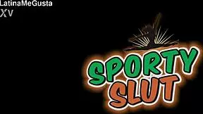 Puffy cameltoe petite babe shows round ass in super tight magenta bikers. She works out in leggings and yoga shorts.