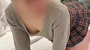 Japanese student wearing micro mini skirt, looking cute and sexy