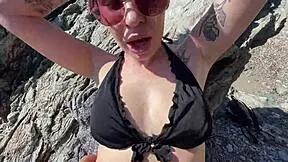 horny couple on vacation fucks at the beach in doggystyle