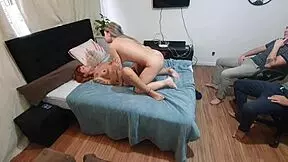 i invited friends to watch women kissing in a crazy fuck.