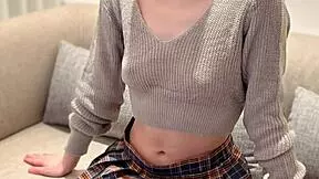 Japanese student wearing micro mini skirt, looking cute and sexy