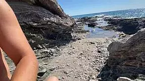horny couple on vacation fucks at the beach in doggystyle