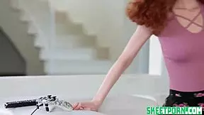 Abbey Rain's Fire Crotch Blowjob Action