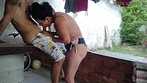 maid seduces me in shorts, then i fuck her on porch