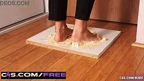 ivanka's foot stuck in gooey glue trap fetish with perfect soles crushing