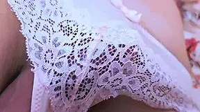 A stranger rubs his cock inside a girl's pink panties under her skirt on a crowded delhi bus