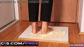 ivanka's foot stuck in gooey glue trap fetish with perfect soles crushing