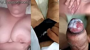 I saw my ex masturbating her tight wet pussy and jerked my small dick