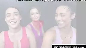 Three curvy teen 18+s blackmail their way to free gym memberships