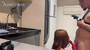 I got caught by my neighbor in the kitchen, he fucked me hard and made me suck his cock