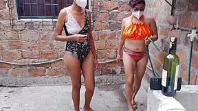 The whores enjoy their day off taking a sensual bath in their country house and touching their tits and vagina 😍