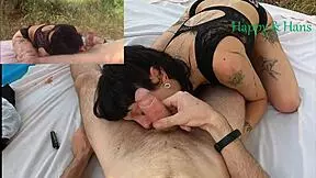 happy and hans enjoy kisses caresses in the field