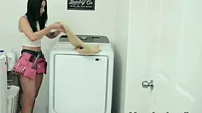 Brunette teen 18+ roommate getting fucked with strap on dildo while loading the dishwasher – Anna Claire Clouds, Chanel Camryn