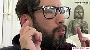 A horny babe engages with her friend's stepdad in an intimate encounter.