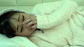 uncensored 18-year-old brunette suzu-chan with big natural tits gets creampie after caressin' shaved pussy.