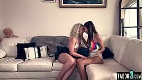 blonde lesbian teen whitney wright tasting a busty latina sluts gianna dior trimmed pussy