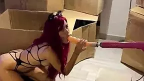 My Sex Machine Fucks Deep Throat With Huge Dildo!