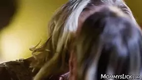 buxom milf katie morgan rewards petite babe coco with hot licking