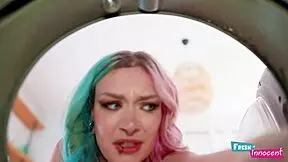 Petite 18+ babe gets nailed in ass while stuck in washing machine