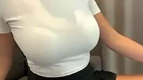 Stepmom shows bra in short skirt outdoors