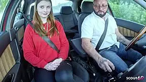 German real redhead ginger teen 18+ with pale skin surprised old guy after lost bet with classmate