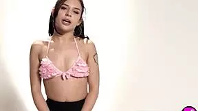 Petite teen masturbates after sexy playboy interview