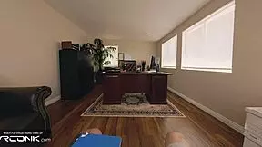 Skinny violet fucks on table in ripped uniform