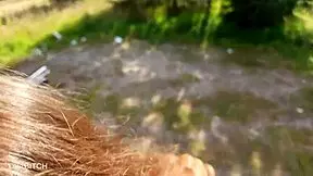 Brunette babe helps jerking guy in car, leading to rough fucking and cumshot.