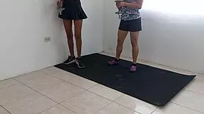 do you see these latin step sisters showing off sensual buttocks and wet vaginas during aerobics?