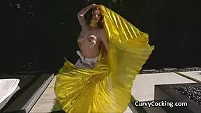 belly dancer shakes her pussy on huge cock after dancing