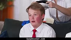 Serena hill and lola aiko finally losing their virginities to each others stepbrother - swapsister in a hardcore 4some.