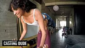 Tanned Colombian college girl gets rammed doggystyle by hung gym guy.