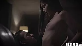 Nice girl actually really likes a big treat and she savors some.