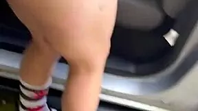 Streetwalker rides dick reverse, then standing fuck, cum on ass